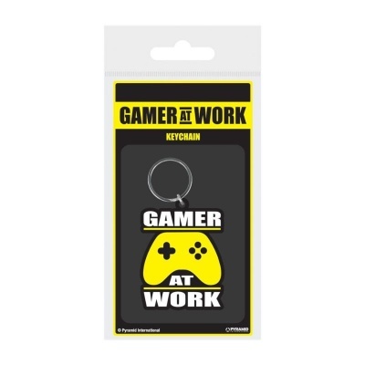 Porta-chaves Gamer at Work com comando de videojogos amarelo