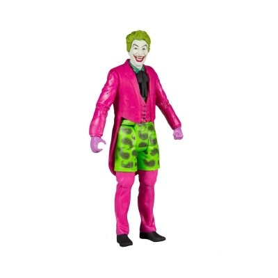 Figura de ação do Coringa com casaco rosa e calças verdes