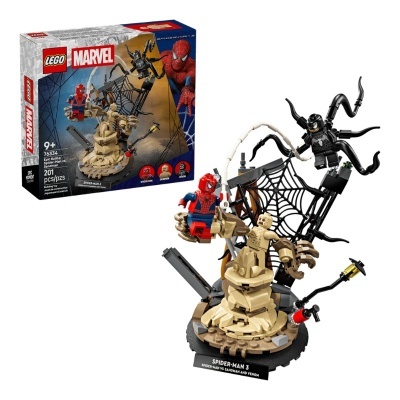 Conjunto LEGO Marvel Spider-Man 3 com figuras Spider-Man, Sandman e Venom e base com teia de aranha