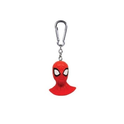 Chaveiro cabeça Homem-Aranha vermelho e preto com olhos brancos e argola metálica