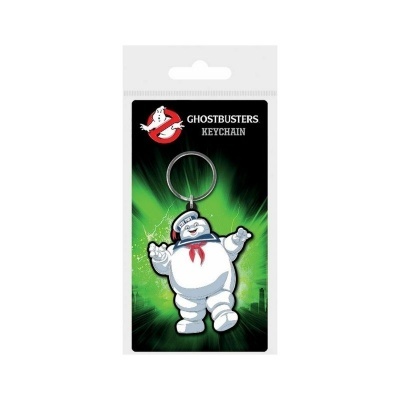 Porta-chaves Boneco Marshmallow dos Ghostbusters em embalagem preta e verde