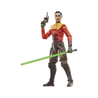 Figura de ação masculina com pistola e espada laser verde