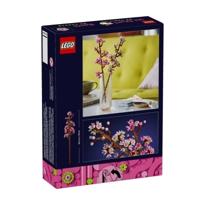 Caixa LEGO com ramo de flores de construção em LEGO rosa e castanho