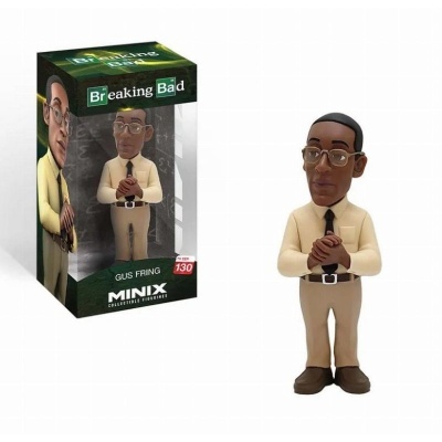 Figura colecionável Minix do personagem Gus Fring da série Breaking Bad com caixa