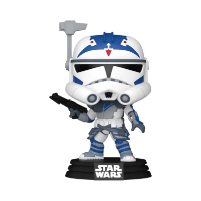 Figura Funko Pop de personagem Star Wars com capacete e armadura azul e branca