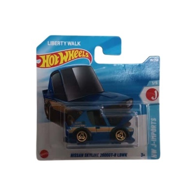 Carrinho de brinquedo Hot Wheels Nissan Skyline azul em embalagem