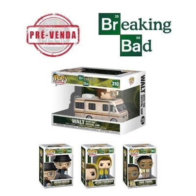 Conjunto de figuras Pop! Breaking Bad com Walt, Heisenberg, Jesse Pinkman e Gus Fring em caixas