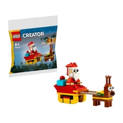 Conjunto LEGO Creator de Pai Natal no trenó puxado por rena em blocos coloridos