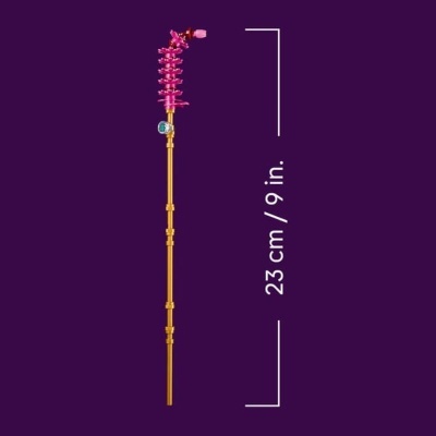 Vara decorativa amarela com detalhes rosa com 23 cm de comprimento