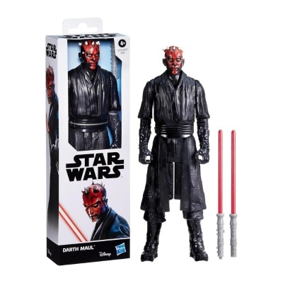 Figura de ação Darth Maul Star Wars com duas armas e embalagem
