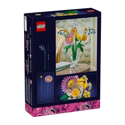 Caixa de LEGO com conjunto para construir um vaso de flores coloridas em vaso transparente