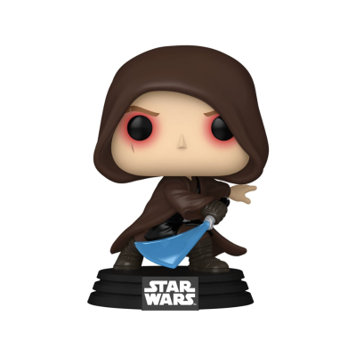 Figura Funko Pop de personagem Star Wars com capa e arma azul