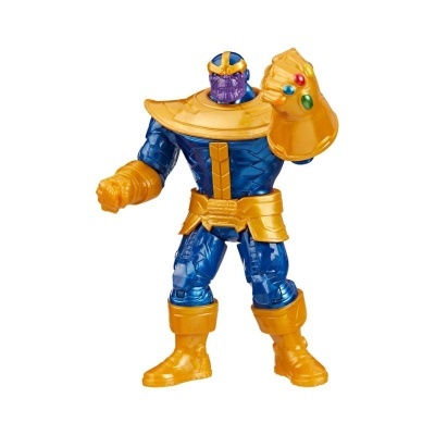 Figura de ação Thanos azul e dourado com luva colorida