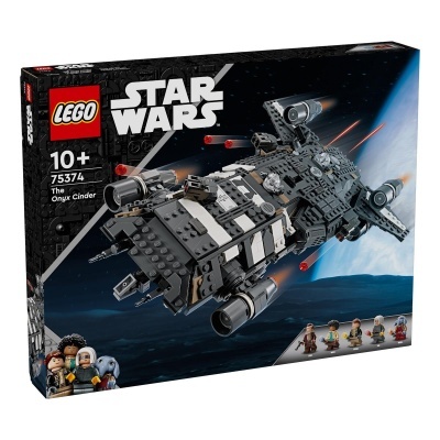 Caixa LEGO Star Wars 75374 The Onyx Cinder com figura da nave e miniaturas de personagens