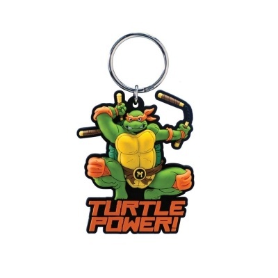 Porta-chaves de tartaruga ninja com texto TURTLE POWER!