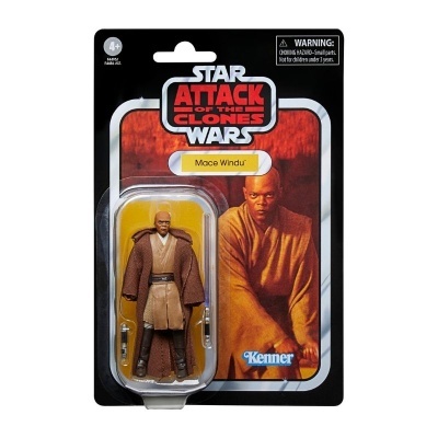 Figura de ação Mace Windu de Star Wars Attack of the Clones em embalagem