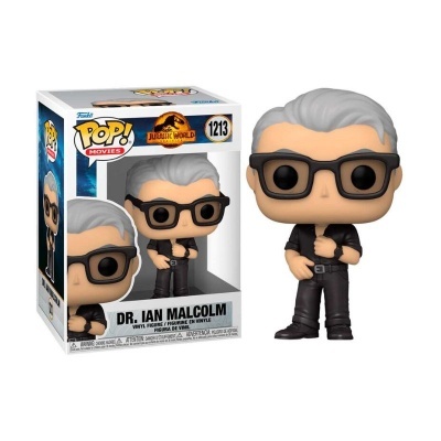 Figura colecionável Pop! Movies do Dr. Ian Malcolm com caixa.