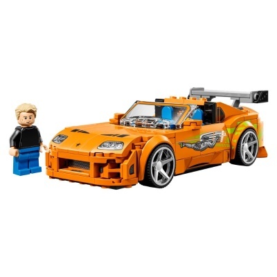 Automóvel desportivo Lego laranja com minifigura masculina