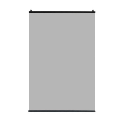 Ecrã de projeção cinza com suportes pretos