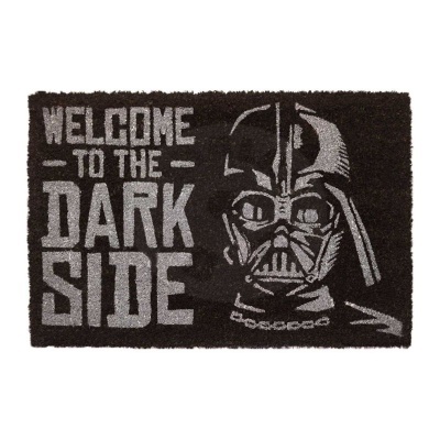 Tapete preto com texto cinza e imagem de Darth Vader