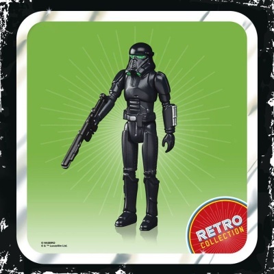 Figura de ação Star Wars Stormtrooper Death Trooper preto com rifle na Retro Collection
