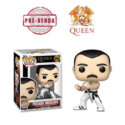 Figura Funko Pop Freddie Mercury roupa branca e faixa preta
