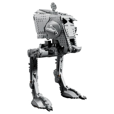 Figura montável de robô AT-ST cinzento em fundo branco
