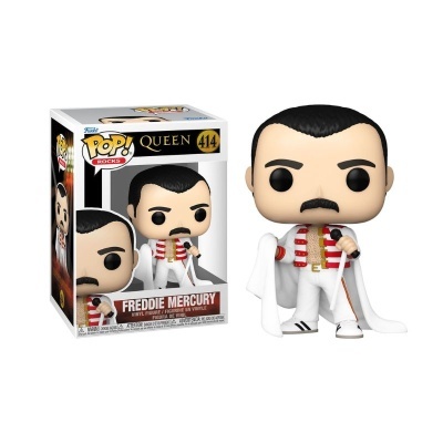 Funko Pop Freddie Mercury 414 com caixa branca e preta