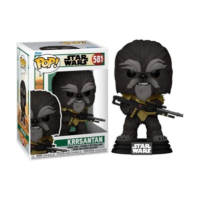 Figura Funko Pop! Star Wars Krrsantan na embalagem ao lado da figura
