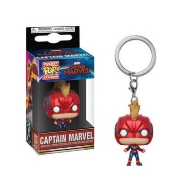 Porta-chaves Funko Pocket Pop! Captain Marvel em caixa e fora da caixa