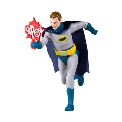 Figura de ação do Batman com logo KAPOW em fundo branco