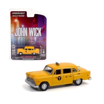 Miniatura de táxi amarelo 1974 Checker Taxi com embalagem John Wick