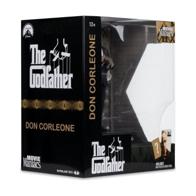 Caixa preta com figura colecionável Don Corleone do filme The Godfather