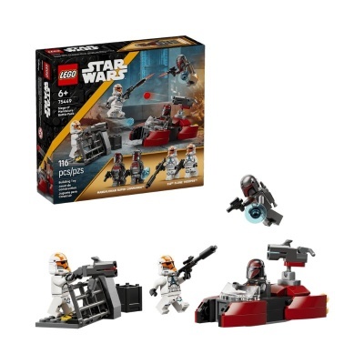 Caixa LEGO Star Wars Siege of Mandalore Battle Pack com figuras e veículo vermelho