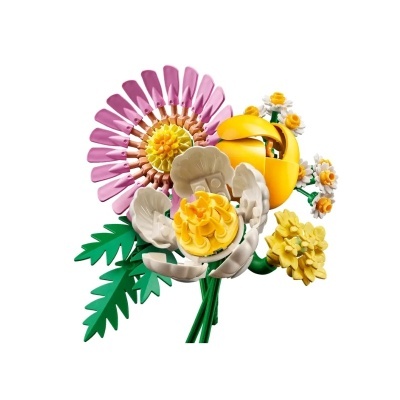 Flores coloridas feitas com peças de LEGO