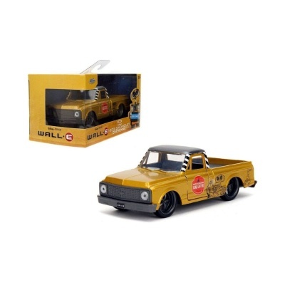 Miniatura de carro 1973 Chevrolet Cheyenne dourada com caixa amarela WALL-E