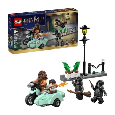 Conjunto LEGO Harry Potter com miniaturas, mota com sidecar e acessórios