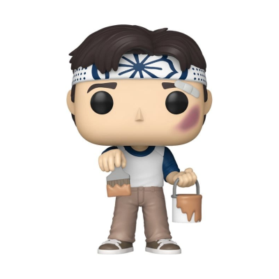 Figura Funko Pop de personagem masculino a pintar com pincel e balde de tinta.