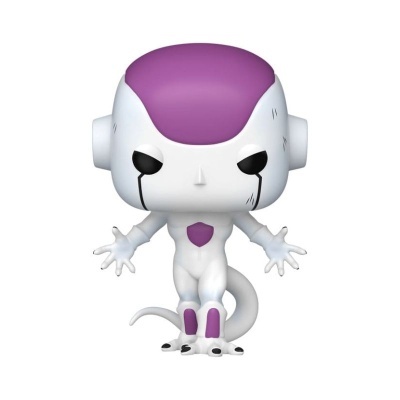Figura Funko Pop de personagem branco e roxo com cauda em fundo branco