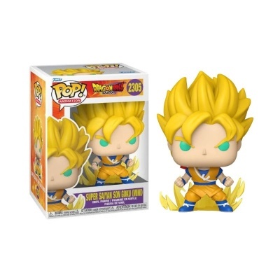 Funko Pop! Super Saiyan Son Goku de vinil com cabelo amarelo e roupa laranja