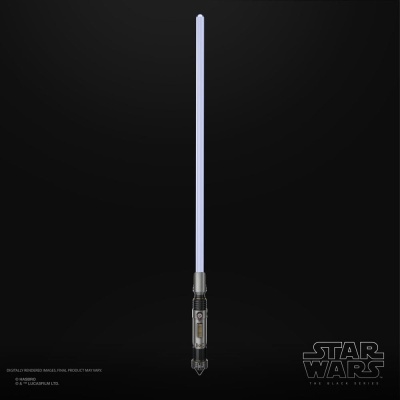 Sabre de luz Star Wars com lâmina azul e empunhadura metálica detalhada