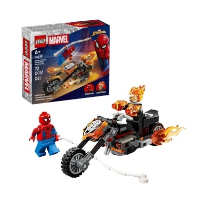 Conjunto LEGO Marvel Spider-Man vs Ghost Rider com moto e minifiguras