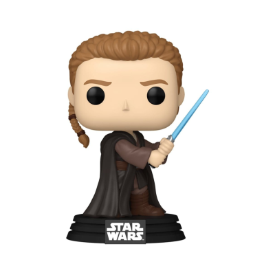 Figura Funko Pop Star Wars com sabre de luz azul e capa preta