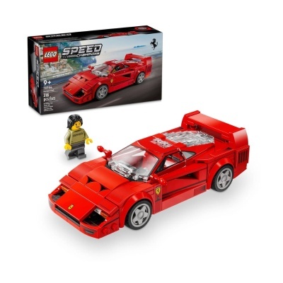 Conjunto LEGO Speed Champions Ferrari F40 vermelho com minifigura e caixa