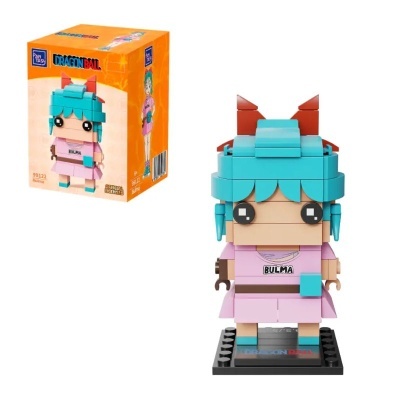 Figura de blocos de construção da Bulma de Dragon Ball com caixa laranja