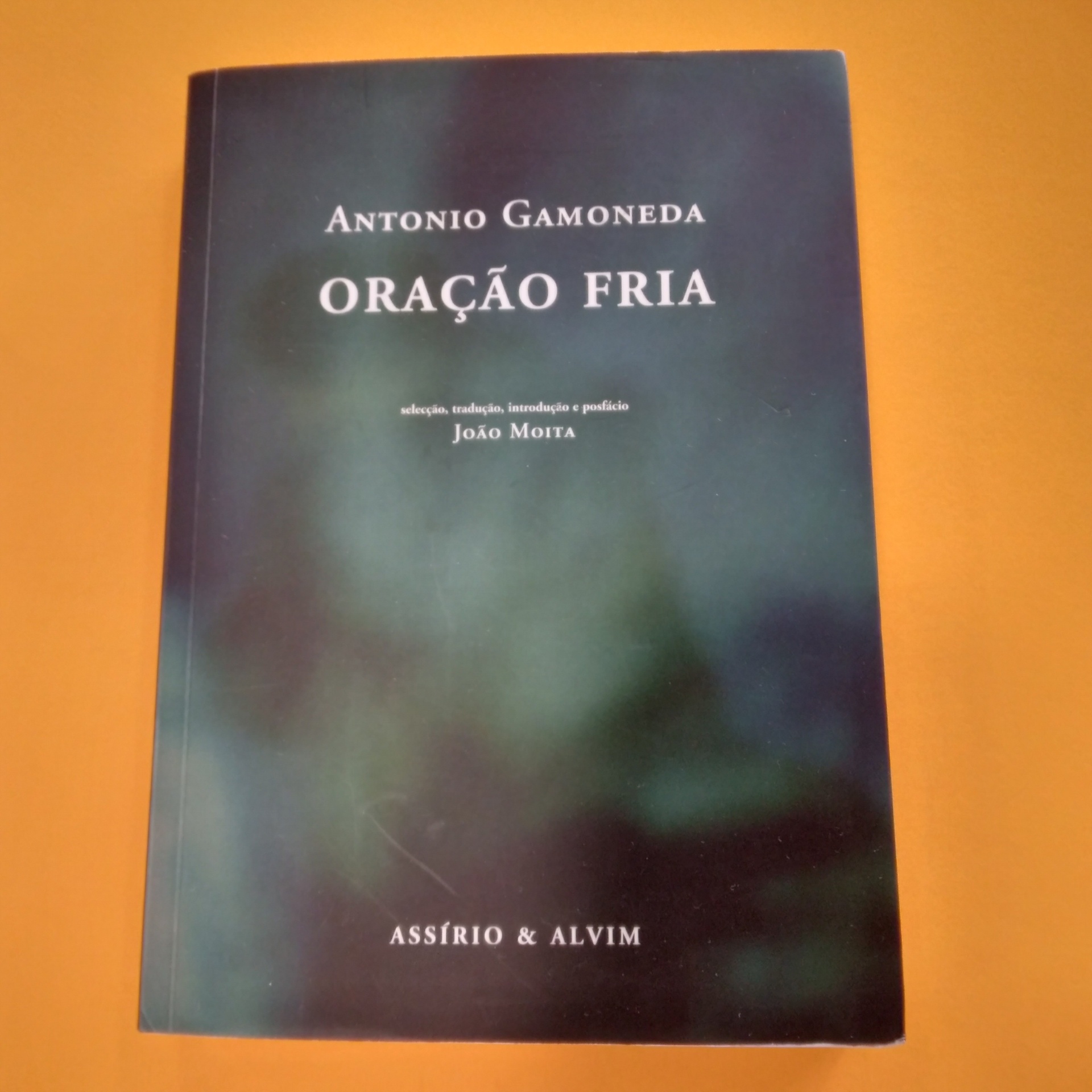 Oração Fria, Antonio Gamoneda Capa de livro 'Oração Fria' de Antonio Gamoneda com fundo escuro