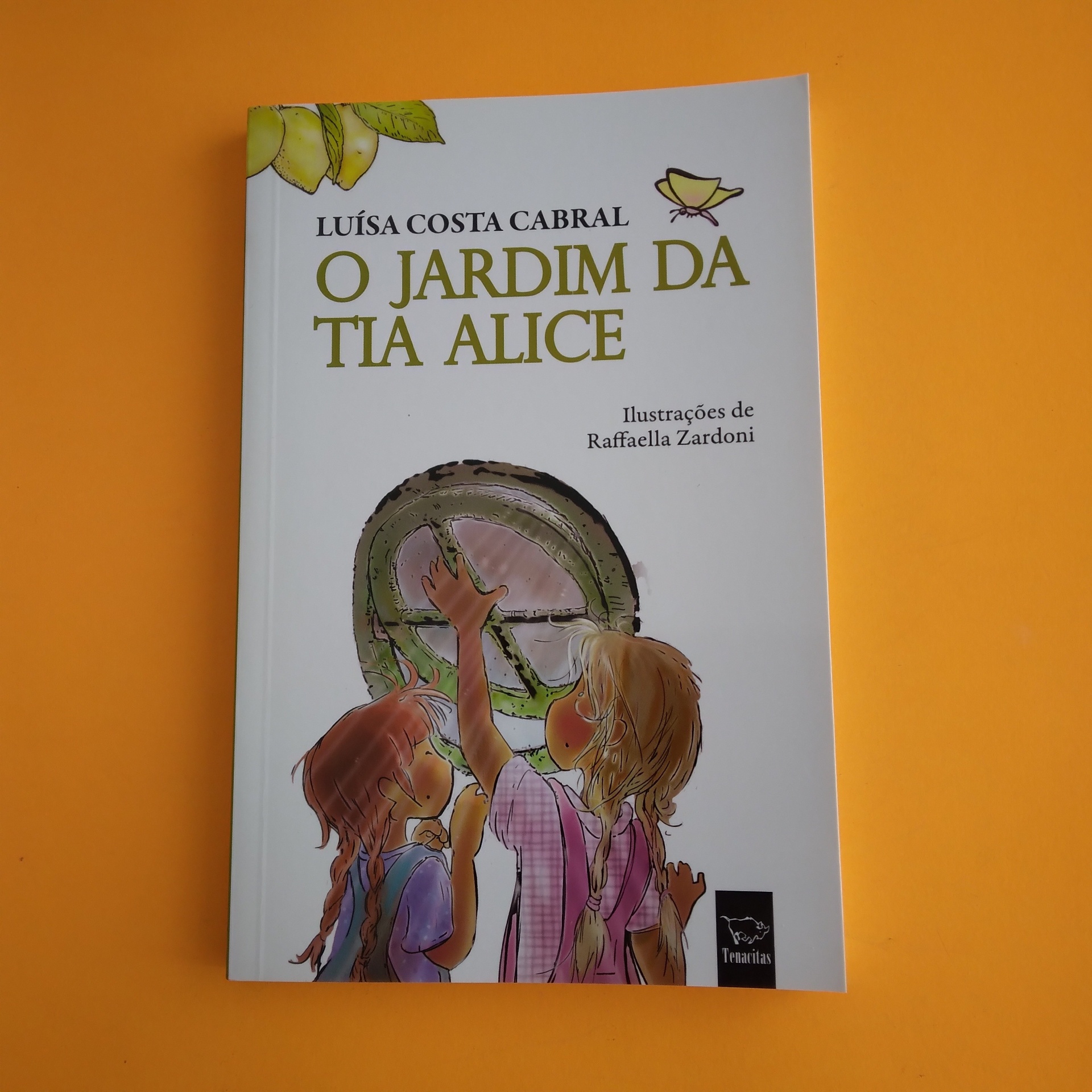 O Jardim da Tia Alice, Luísa Costa Cabral Capa do livro 'O JARDIM DA TIA ALICE' com ilustração de duas crianças e prato decorado