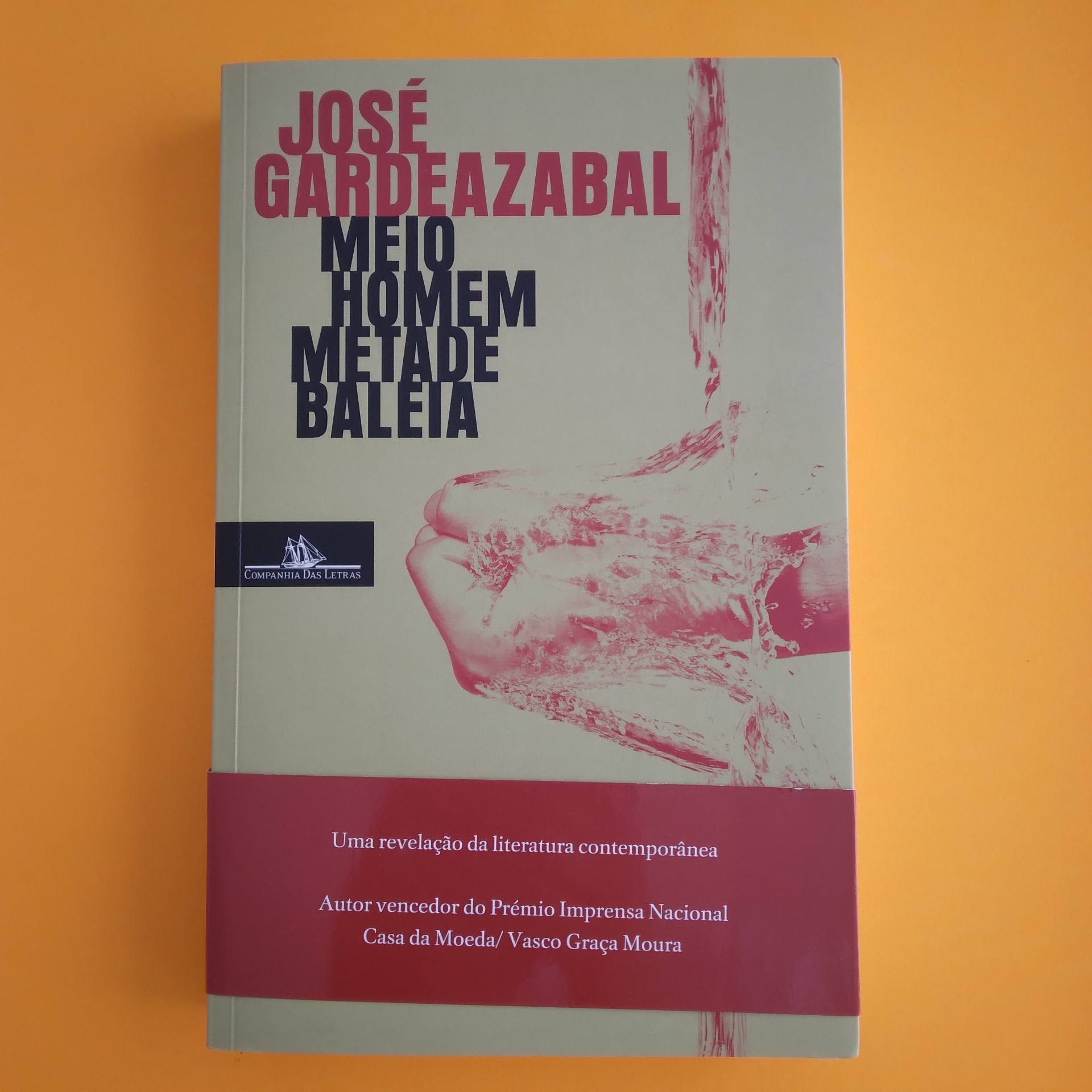 Meio Homem Metade Baleia, José Gardeazabal Livro 'Meio Homem Metade Baleia' de José Gardeazabal com capa cinza, vermelho e figura humana estilizada