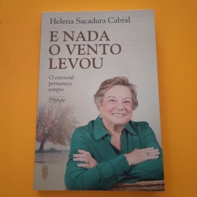 Capa de livro com mulher de camisa verde e título 'E NADA O VENTO LEVOU'