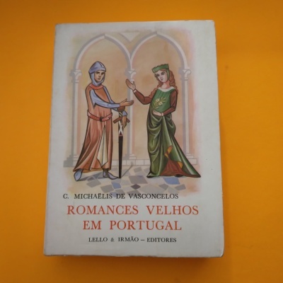 Capa de livro ROMANCES VELHOS EM PORTUGAL com ilustração medieval